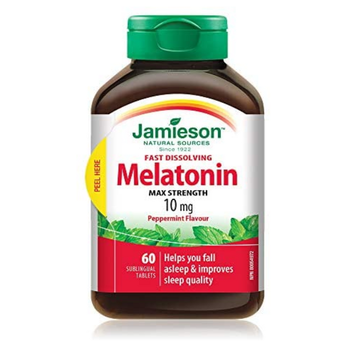 Fast Dissolving Melatonin Max Strength 60 Peppermint Flavoured Sublingual Tabs Jamieson
