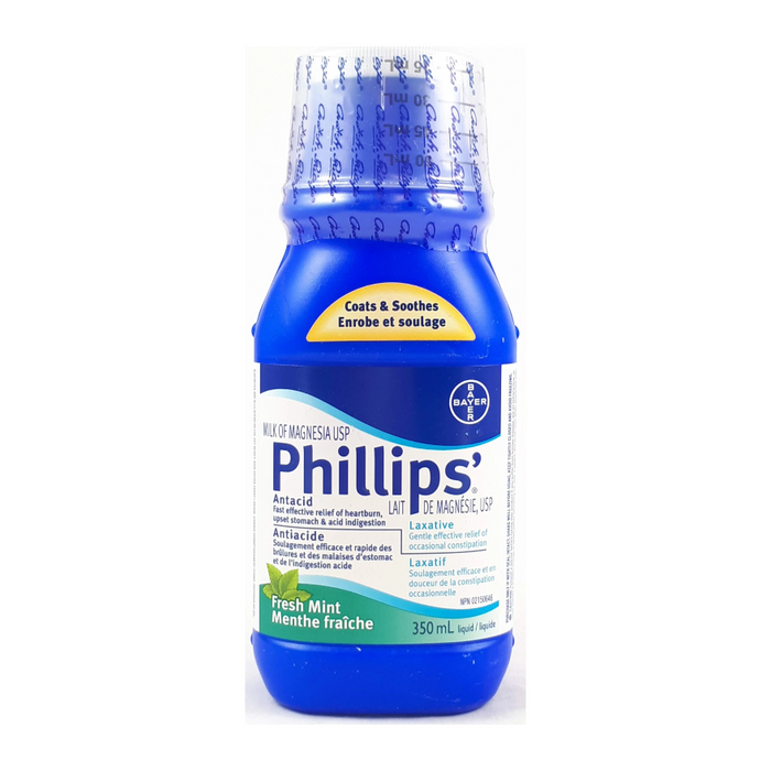 Phillips Milk of Magnesia USP Sugar Free Antacid 350ml Liquid Fresh Mint
