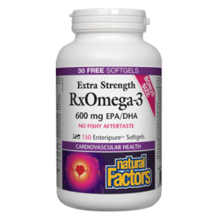 Extra Strength RxOmega-3 600mg EPA/DHA 150 Softgels Natural Factors