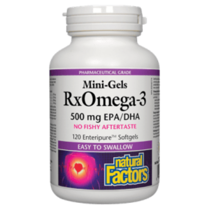 RxOmega-3 Fish Oil Mini-Gels 500mg 120 Softgels Natural Factors
