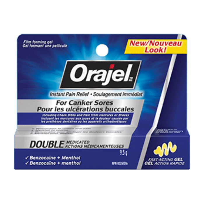 Orajel Instant Pain Relief for Canker Sores Double Medicated 9.5g Fast Acting Gel