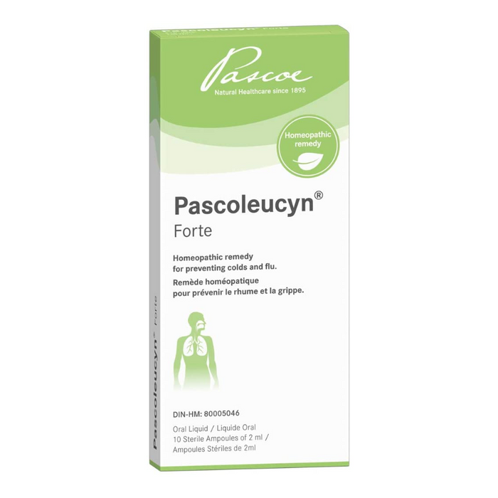 Pascoleucyn Forte Oral Liquid 10 Sterile Ampoules of 2ml Homeopathic Cold and Flu Remedy Pascoe