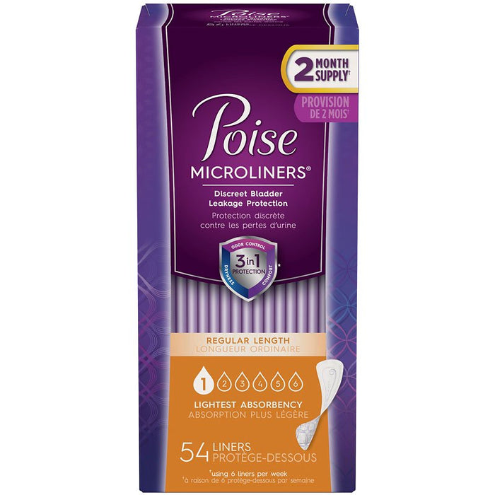 Poise Microliners Discreet Bladder Leakage Protection 54 Liners
