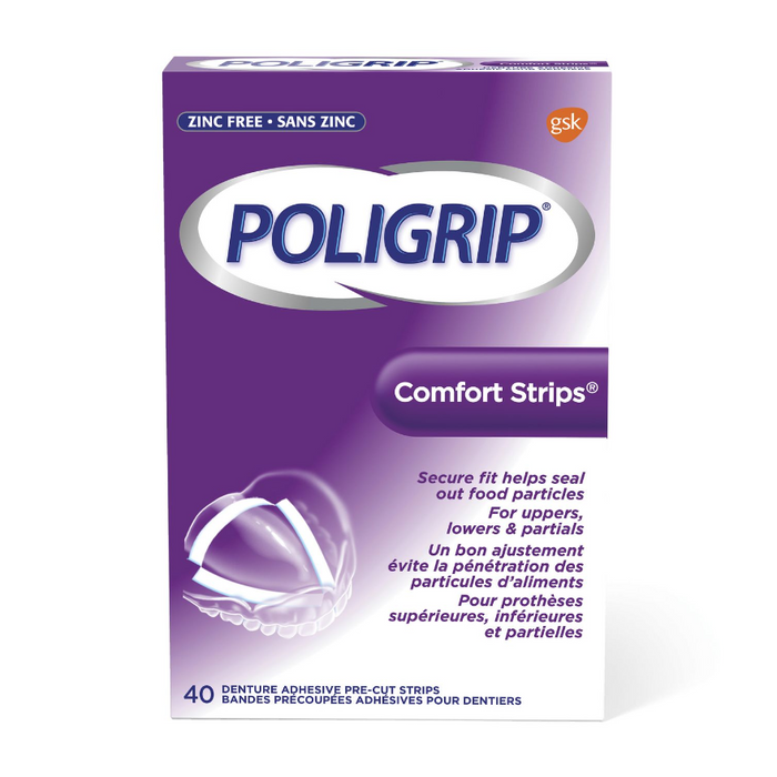 Poligrip Comfort Strips 40 Denture Adhesive Pre-Cut Stips