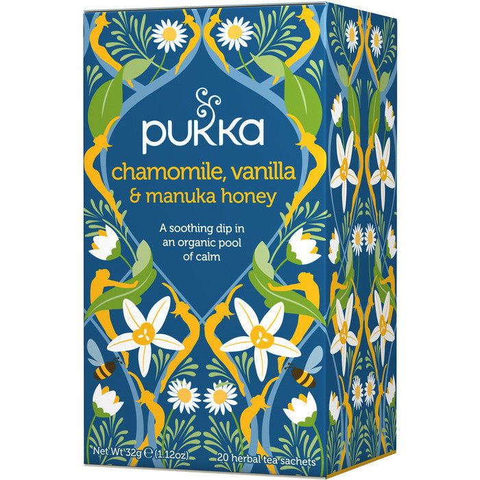 Chamomile, Vanilla, and Manuka Honey Herbal Tea 20 Tea Bags Pukka