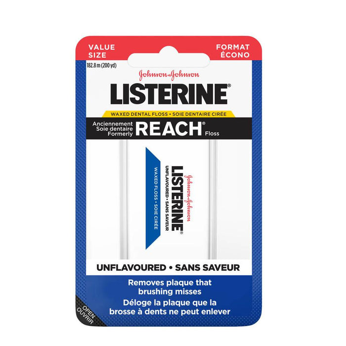 Listerine Reach Waxed Dental Floss Unflavoured 200yd
