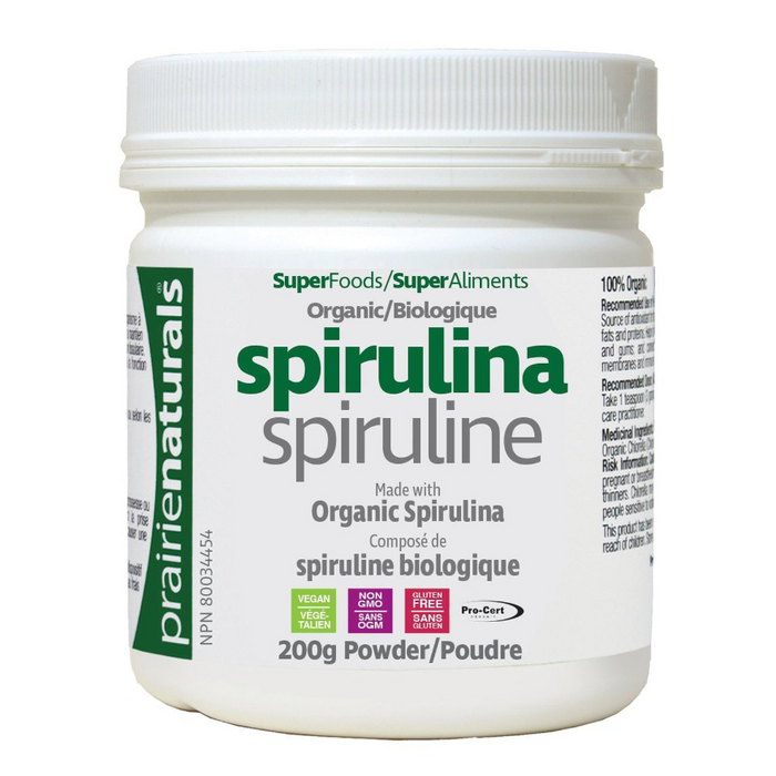 Spirulina Pure Blue Green Algae 200g Powder Prairie Naturals