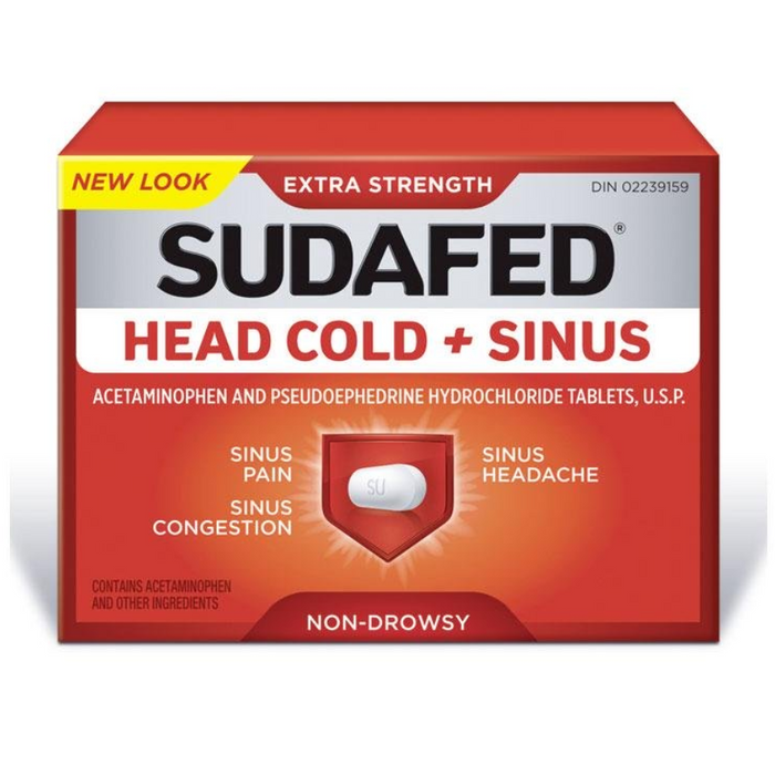 Sudafed Extra Strength Head Cold + Sinus Relief 24 Caplets