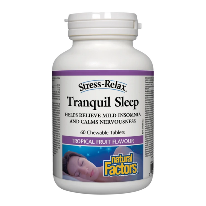 Stress-Relax Tranquil Sleep 60 Chewable Tablets Tropical Fruit Flavour Natural Factors