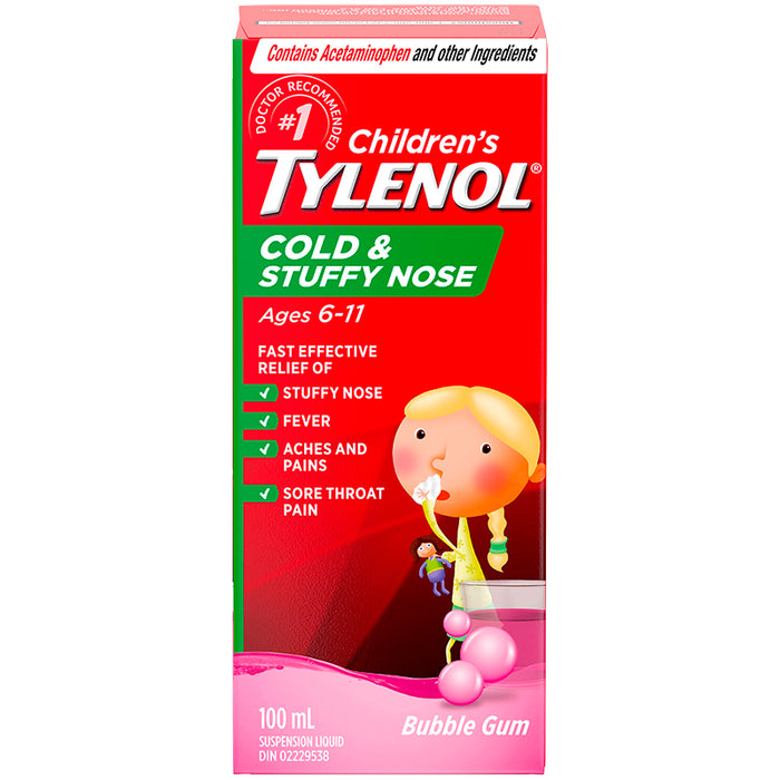 Children's Tylenol Cold & Stuffy Nose Bubble Gum Flavour