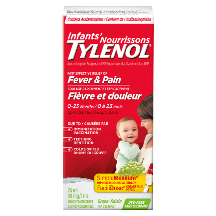 Infants' Tylenol for Fast Relief of Fever & Pain 0 - 23 Months White Grape Flavour