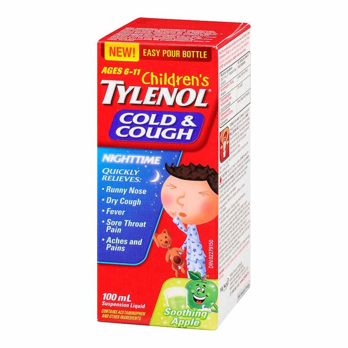 Children's Tylenol Cold & Cough Nighttime Green Apple Flavour