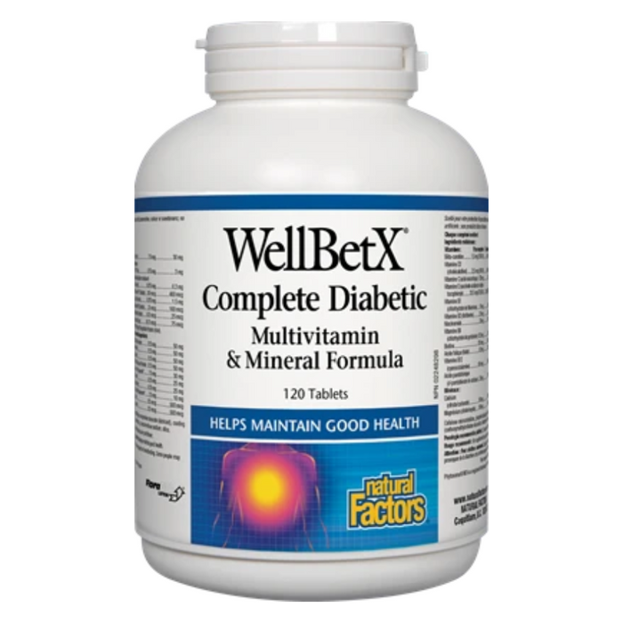 WellBetX Complete Diabetic Multivitamin and Mineral 120 Tablets Natural Factors