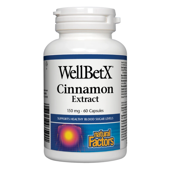 WellBetX Cinnamon Extract 150mg 60 Capsules Natural Factors