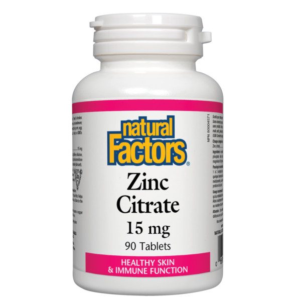 Zinc Citrate 15mg 90 Tablets Natural Factors